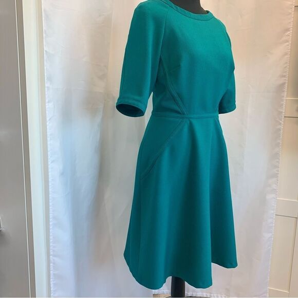 JULIA Jordan teal aquamarine short sleeve fit and flare skater dress Sz 6 - Picture 3 of 10